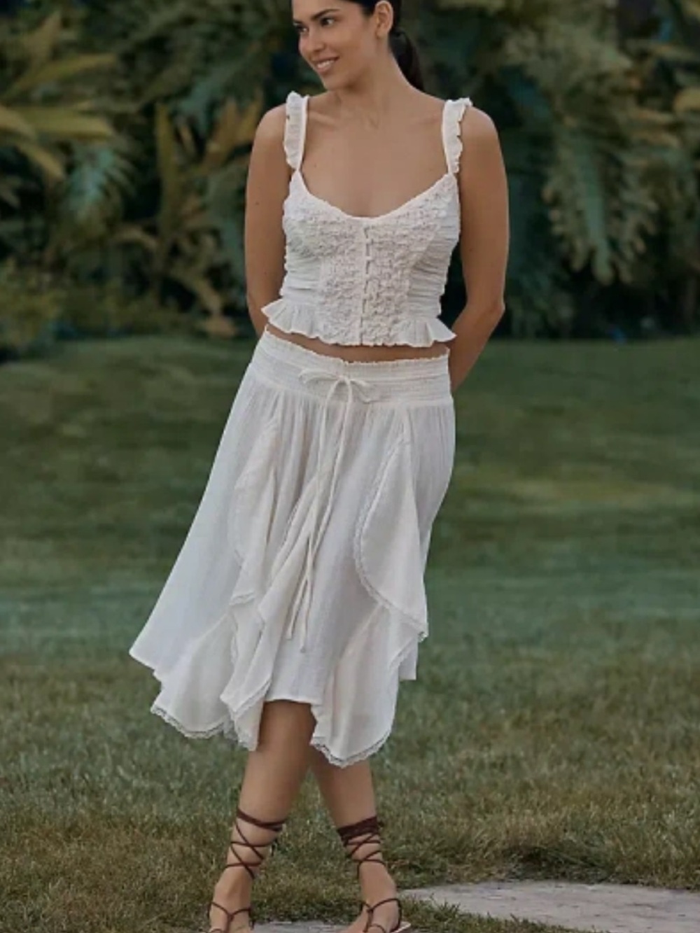 Celandine Godet Drawstring Midi Fairy Skirt